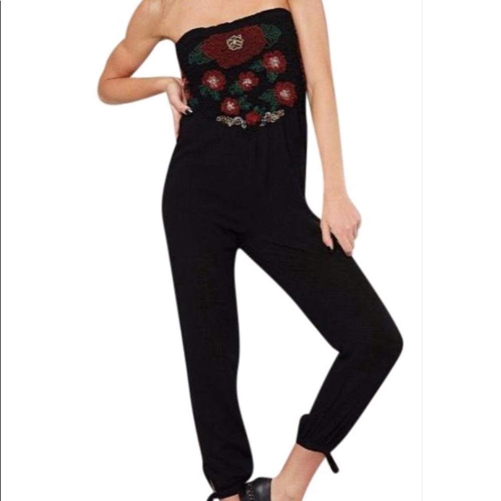 LIKE NEW Free People KARAN STRAPLESS SMOCKED JUMPS